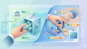 Современная иллюстрация с финансовыми символами для статьи о депозитах и выводе средств в Betfred