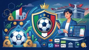 Иллюстрация с иконками платежных систем и футбольным мячом для статьи о способах оплаты ставок